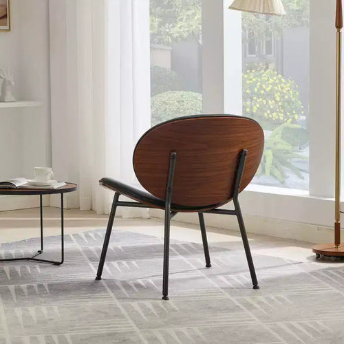 Fauteuil d'appoint en lin beige, pieds en noyer, 1 place