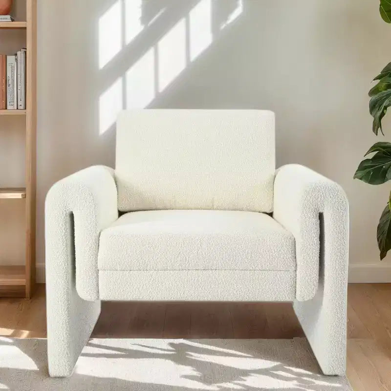 Fauteuil d'appoint bouclé ivoire, une place