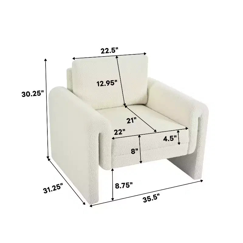 Fauteuil d'appoint bouclé ivoire, une place
