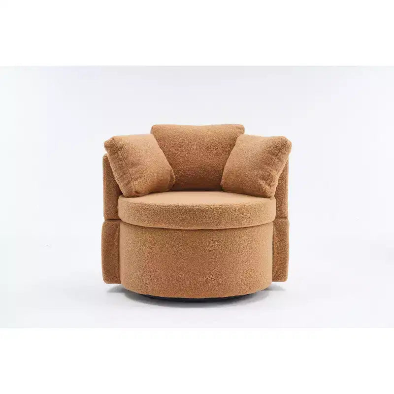 Fauteuil pivotant beige en tissu Teddy avec rangement, 1 place