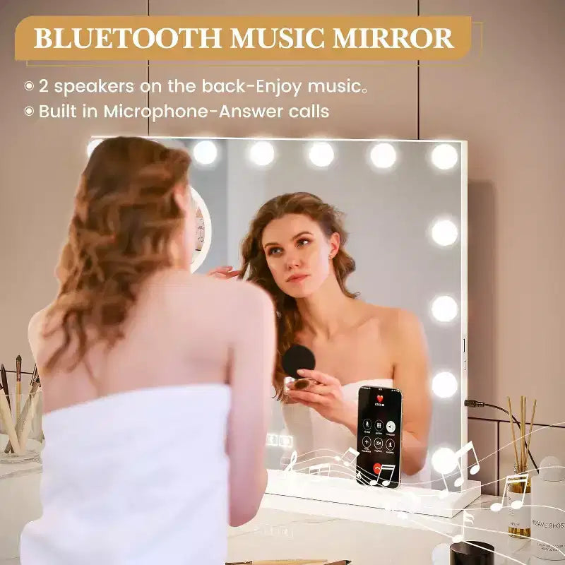 Miroir de courtoisie rond blanc avec 3 modes d'éclairage, commande tactile, 1 personne