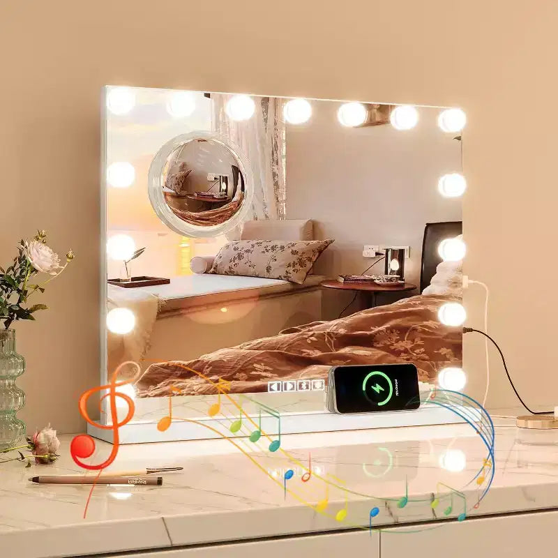 Miroir de courtoisie rond blanc avec 3 modes d'éclairage, commande tactile, 1 personne
