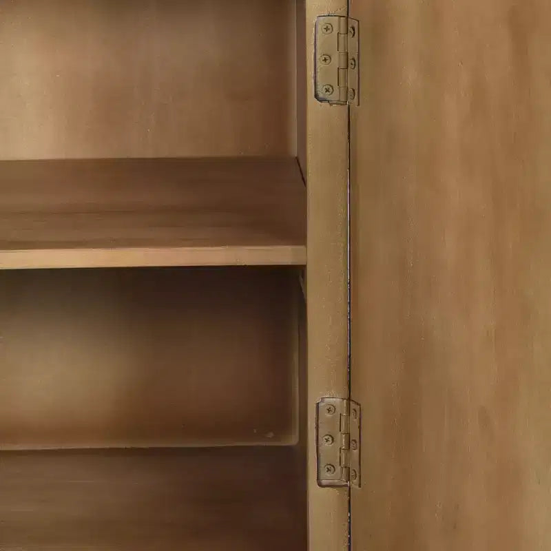 Armoire Bohème 1 porte Chêne Naturel Sablé et Piétement Fer Gris Antique