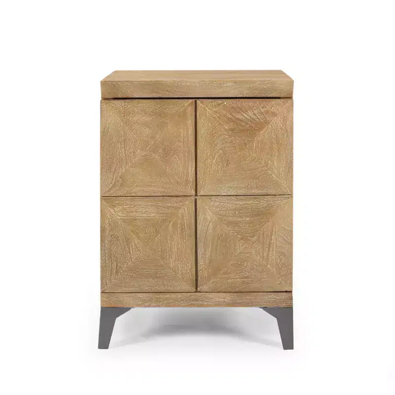 Armoire Bohème 1 porte Chêne Naturel Sablé et Piétement Fer Gris Antique