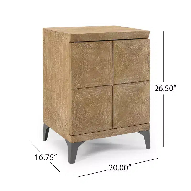 Armoire Bohème 1 porte Chêne Naturel Sablé et Piétement Fer Gris Antique