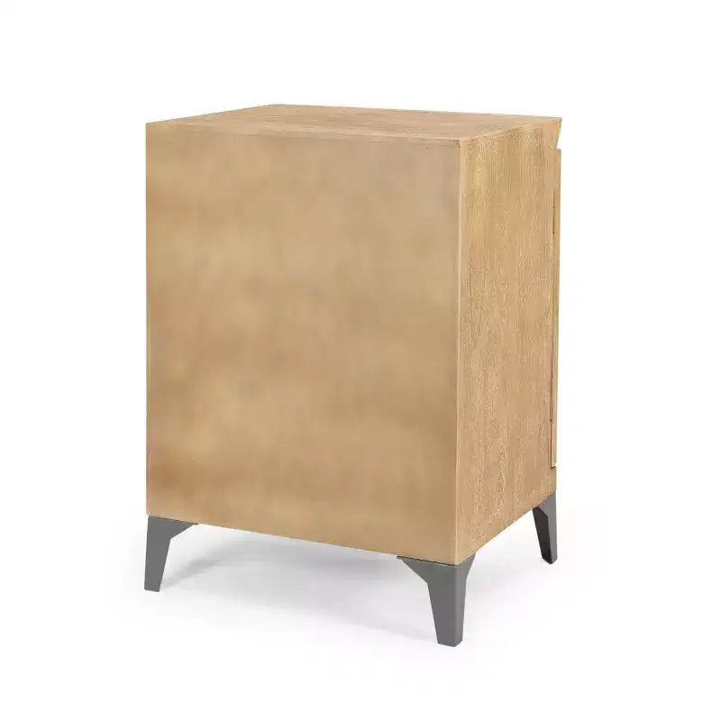 Armoire Bohème 1 porte Chêne Naturel Sablé et Piétement Fer Gris Antique