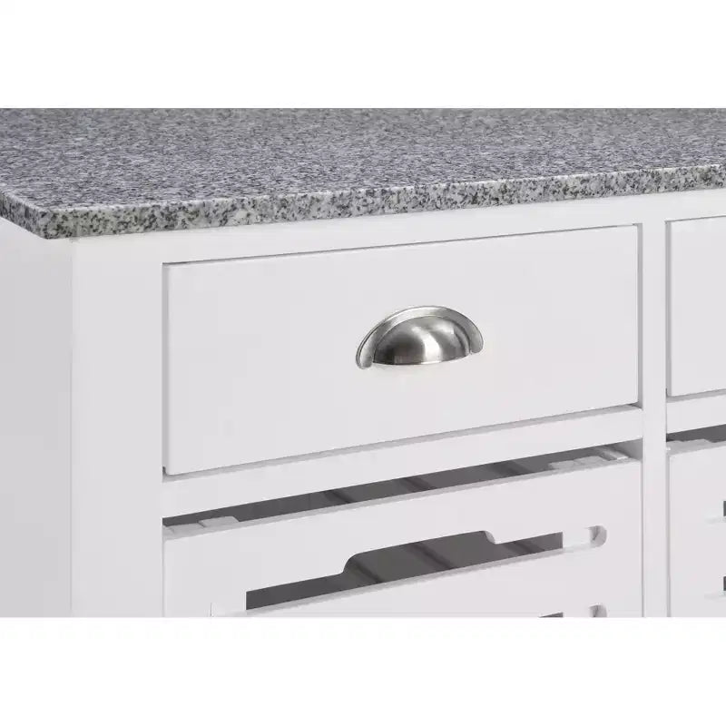 Desservant de cuisine roulant gris et blanc avec plateau en marbre – 1 personne
