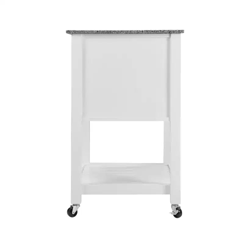 Desservant de cuisine roulant gris et blanc avec plateau en marbre – 1 personne