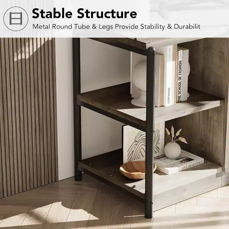 Meuble TV rustique marron, cadre en métal avec portes en maille, convient aux téléviseurs jusqu'à 80", 1 pièce