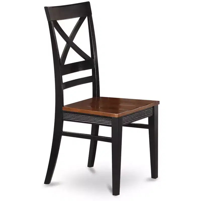 Chaise de salle à manger à dossier en X, assise en bois de cerisier, lot de 2