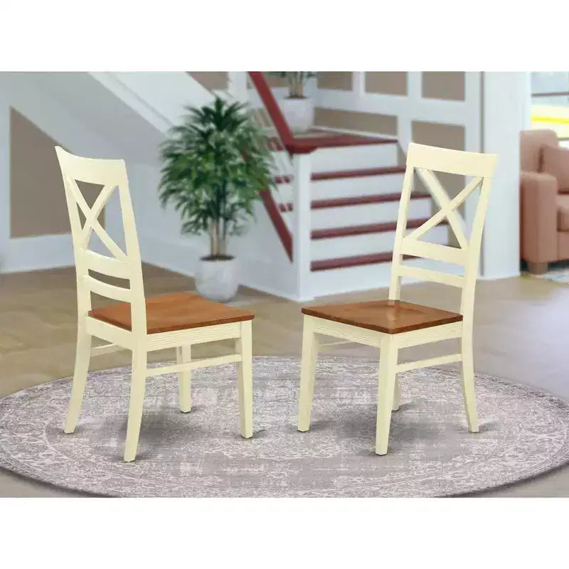 Chaise de salle à manger à dossier en X, assise en bois de cerisier, lot de 2