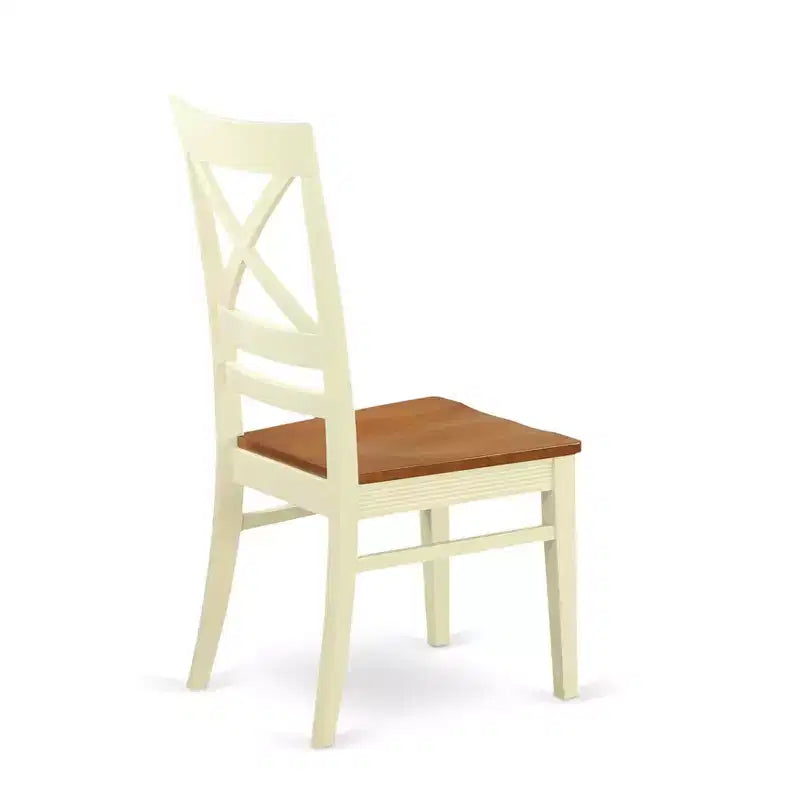 Chaise de salle à manger à dossier en X, assise en bois de cerisier, lot de 2