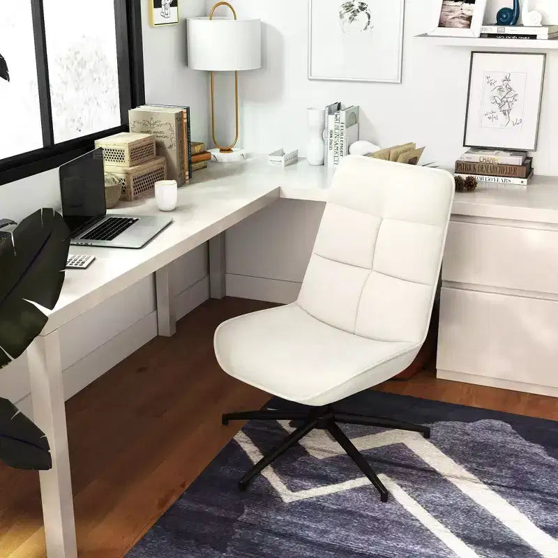 Fauteuil d'appoint pivotant sans accoudoirs, en tissu beige, une place