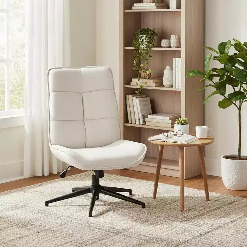 Fauteuil d'appoint pivotant sans accoudoirs, en tissu beige, une place