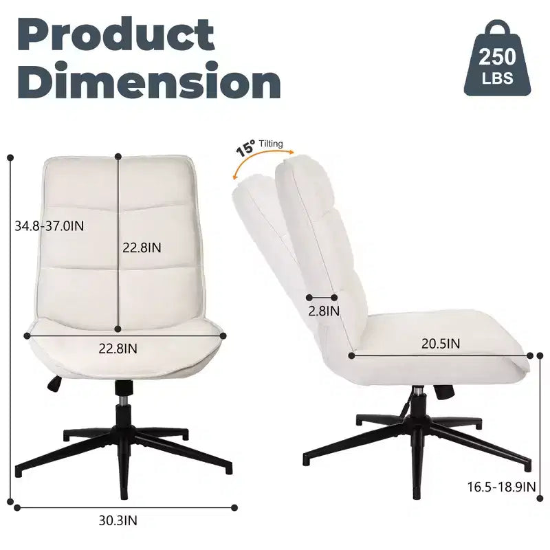Fauteuil d'appoint pivotant sans accoudoirs, en tissu beige, une place