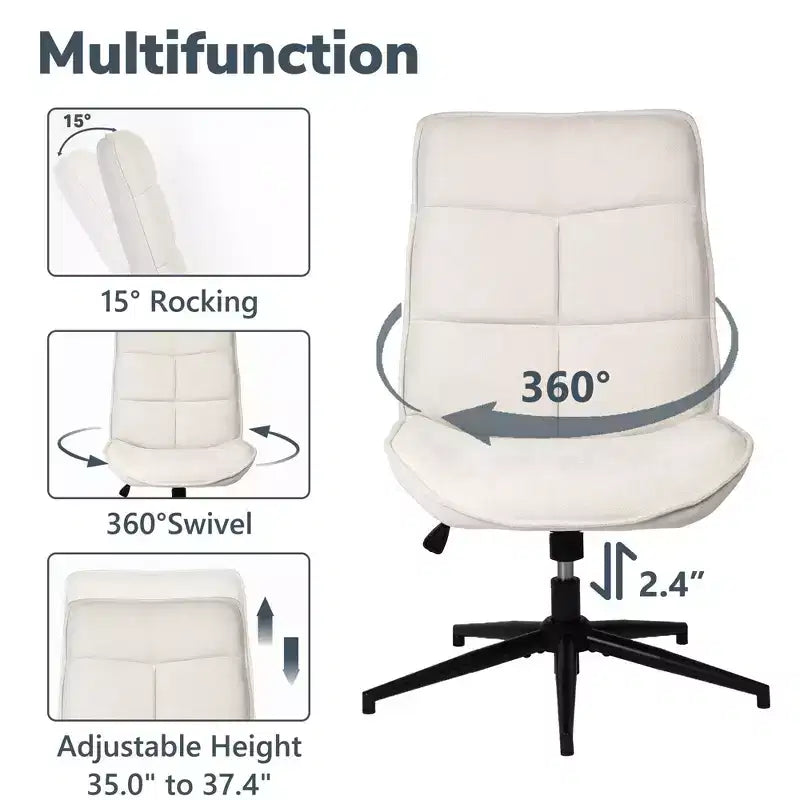 Fauteuil d'appoint pivotant sans accoudoirs, en tissu beige, une place