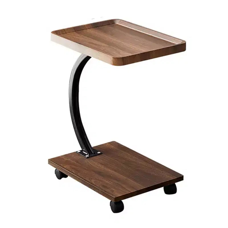 Table d'appoint en forme de C, Noyer / Blanc / Couleur Bois, Hauteur réglable, Rotation à 360°, Pour 1 personne