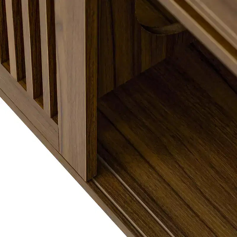 Meuble TV en noyer avec griffoir et rangement, extensible, pour téléviseurs jusqu'à 85 pouces