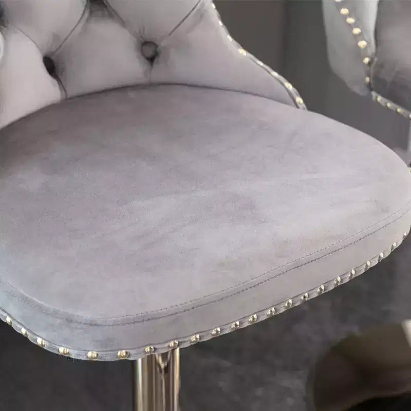 Tabouret de bar pivotant à dossier haut en velours beige / noir / gris, lot de 2