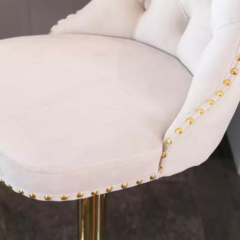 Tabouret de bar pivotant à dossier haut en velours beige / noir / gris, lot de 2