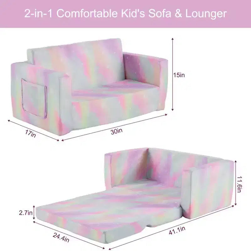 Canapé-lit pliable 2 en 1 pour enfant, 1 place, gris