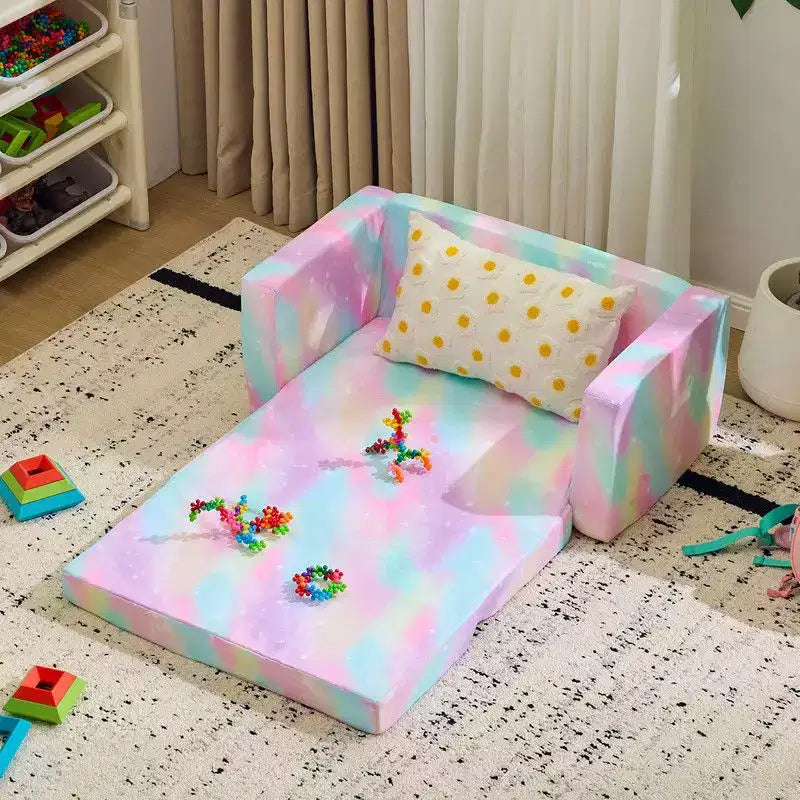 Canapé-lit pliable 2 en 1 pour enfant, 1 place, gris