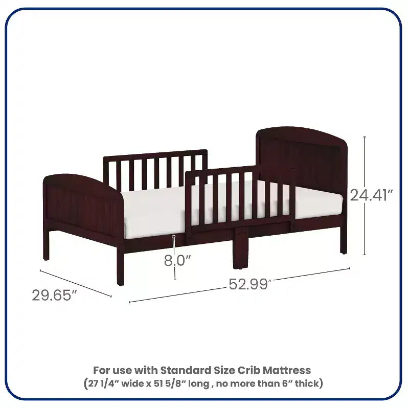 Lit de tout-petit en pin avec barrières de sécurité – Argile / Gris perle / Expresso / Rose / Blanc, Pour 1 enfant