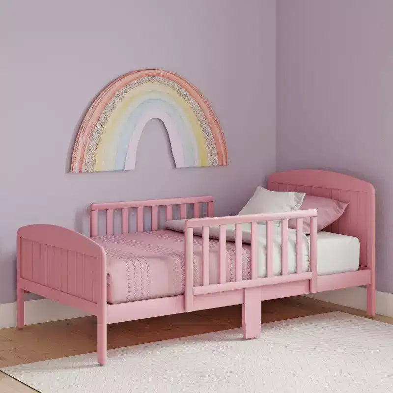 Lit de tout-petit en pin avec barrières de sécurité – Argile / Gris perle / Expresso / Rose / Blanc, Pour 1 enfant