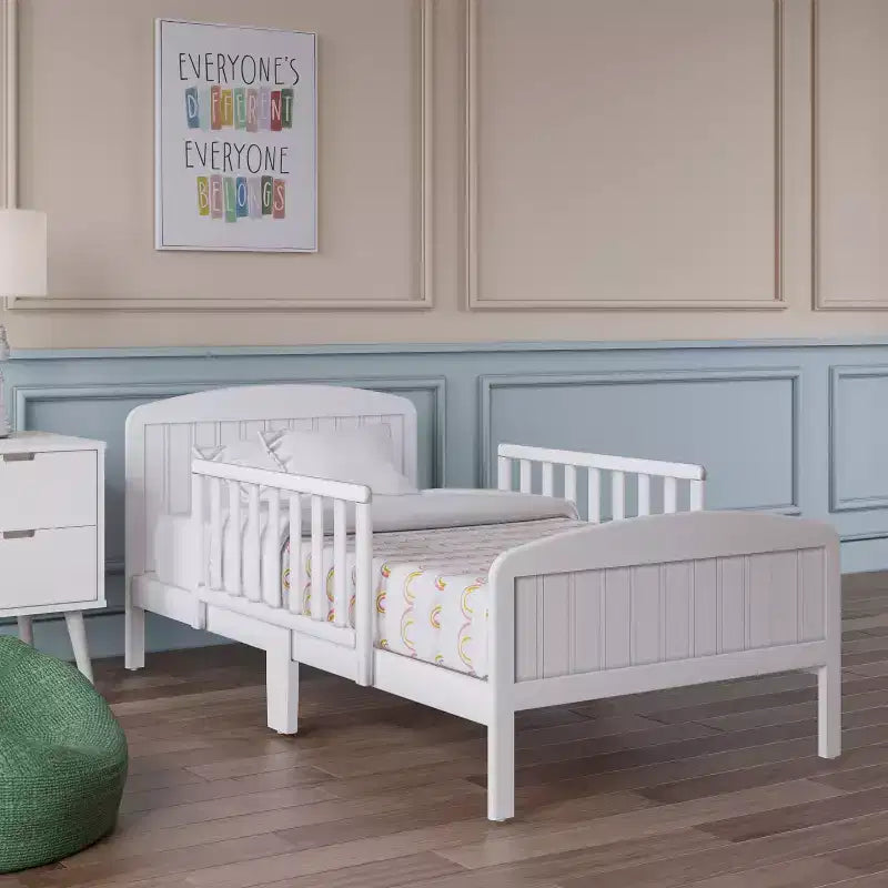 Lit de tout-petit en pin avec barrières de sécurité – Argile / Gris perle / Expresso / Rose / Blanc, Pour 1 enfant