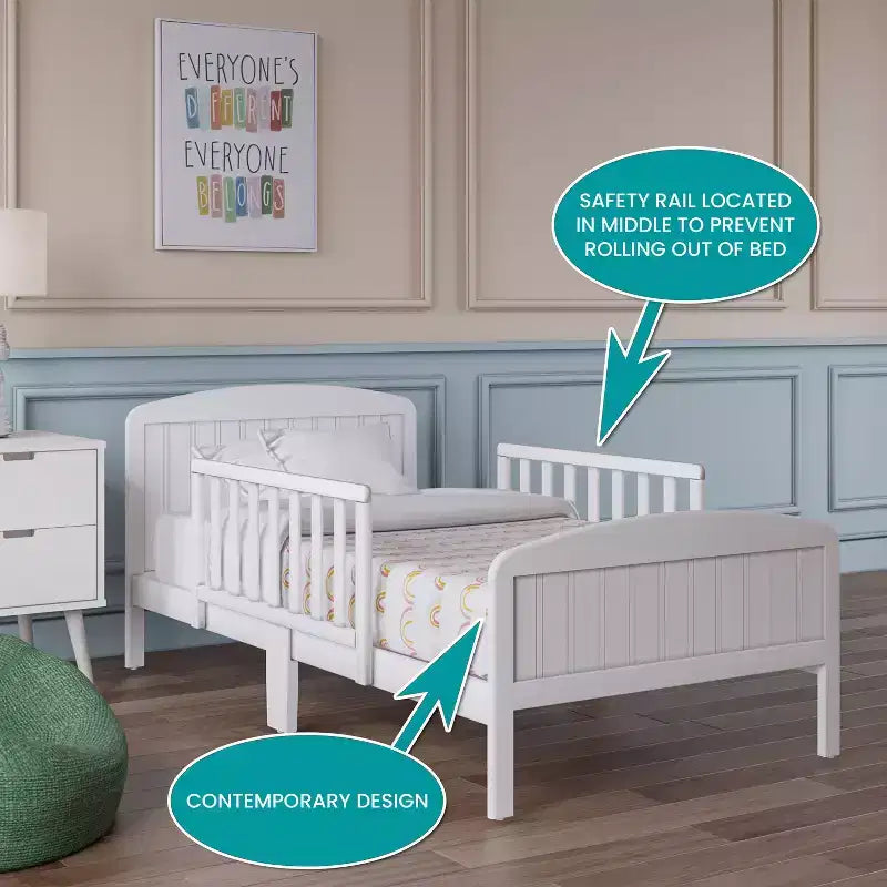 Lit de tout-petit en pin avec barrières de sécurité – Argile / Gris perle / Expresso / Rose / Blanc, Pour 1 enfant