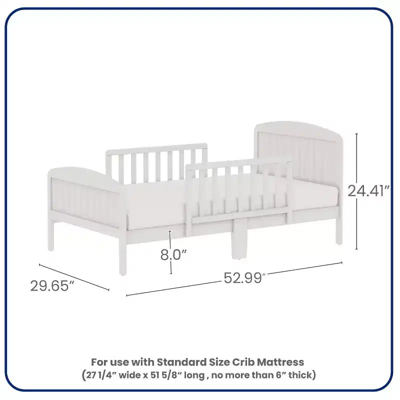 Lit de tout-petit en pin avec barrières de sécurité – Argile / Gris perle / Expresso / Rose / Blanc, Pour 1 enfant