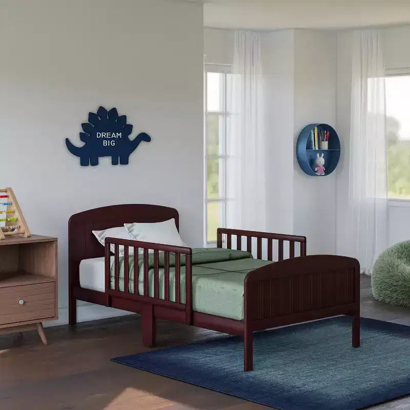 Lit de tout-petit en pin avec barrières de sécurité – Argile / Gris perle / Expresso / Rose / Blanc, Pour 1 enfant