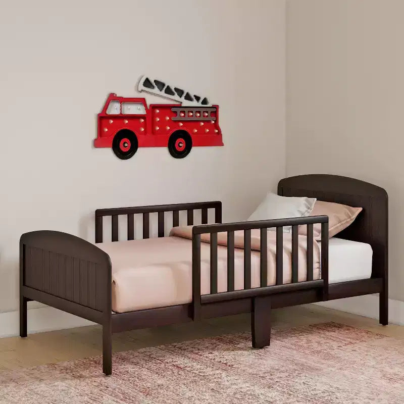 Lit de tout-petit en pin avec barrières de sécurité – Argile / Gris perle / Expresso / Rose / Blanc, Pour 1 enfant
