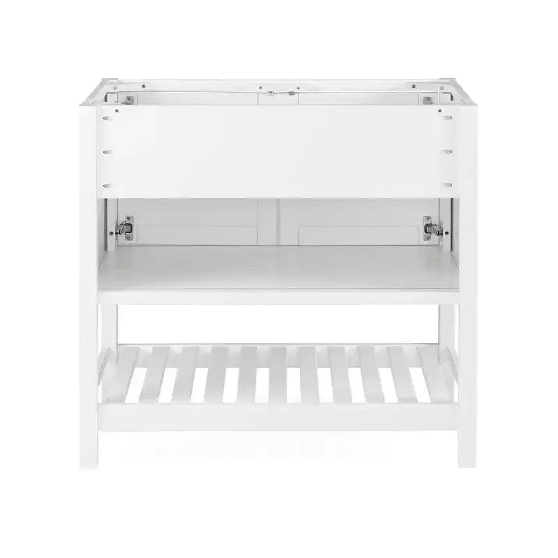 Meuble-lavabo blanc autoportant pour salle de bain, style Shaker, portes à fermeture amortie, un évier, 36 po.