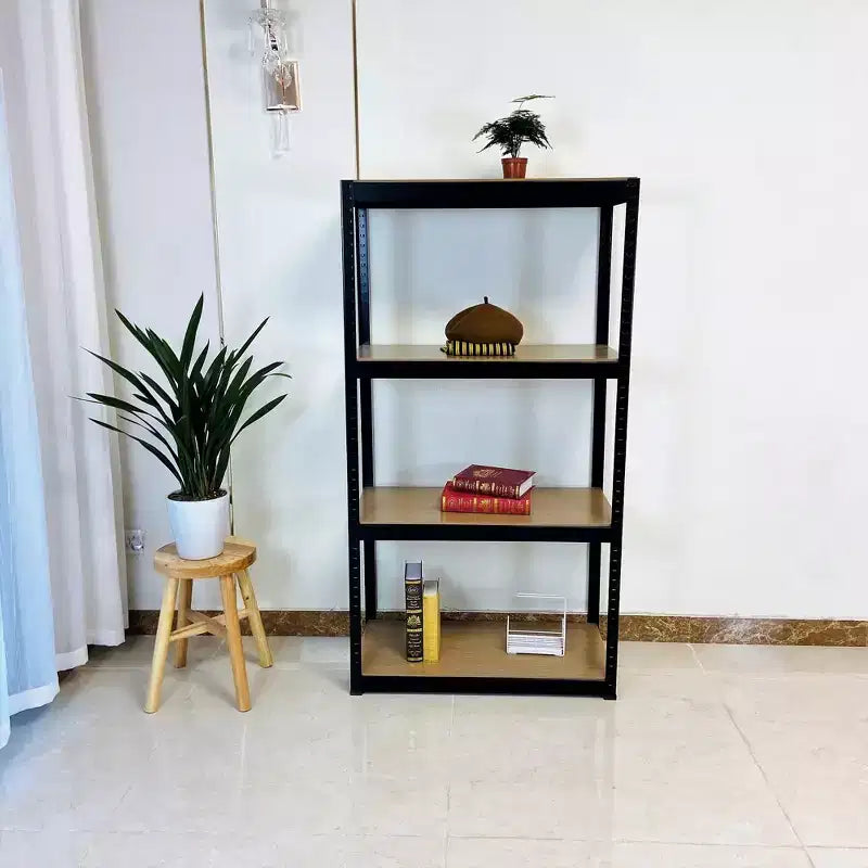 Étagère de rangement noire à 4 niveaux, réglable, montage par 1 personne