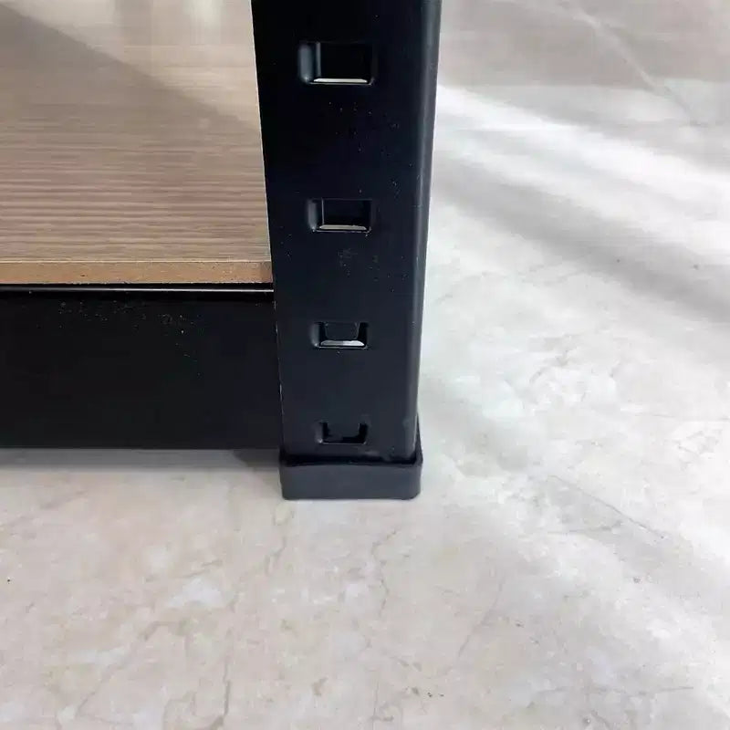 Étagère de rangement noire à 4 niveaux, réglable, montage par 1 personne