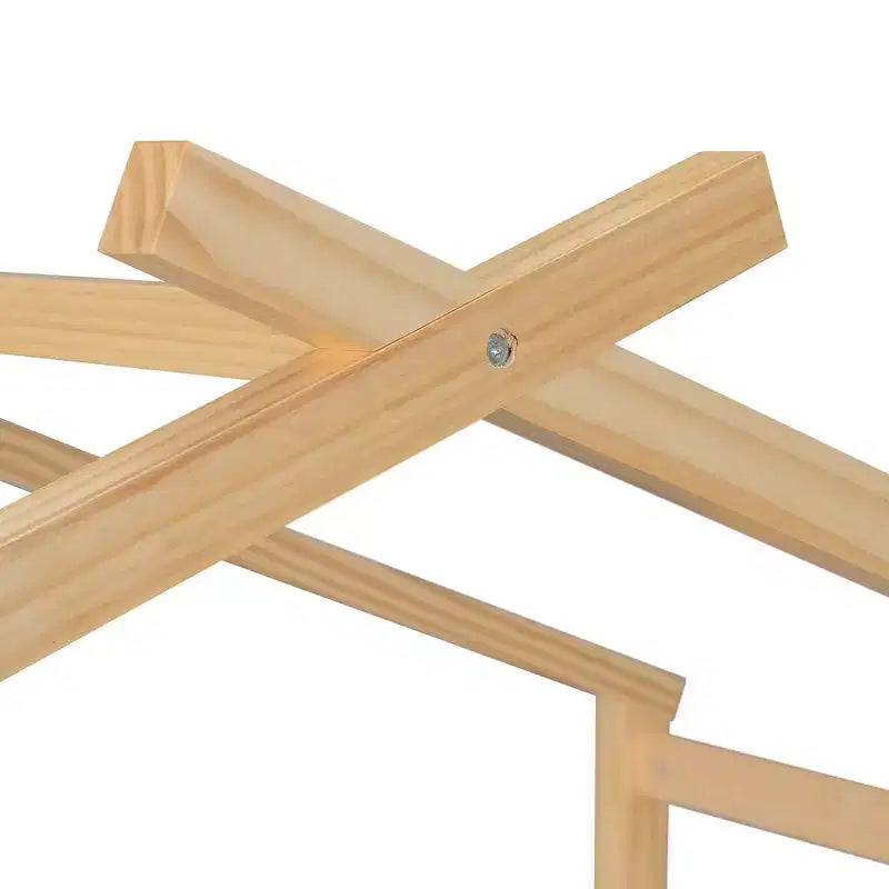 Lit jumeau de style maison, gris/naturel/noyer/blanc, avec lit gigogne – Pour 2 personnes