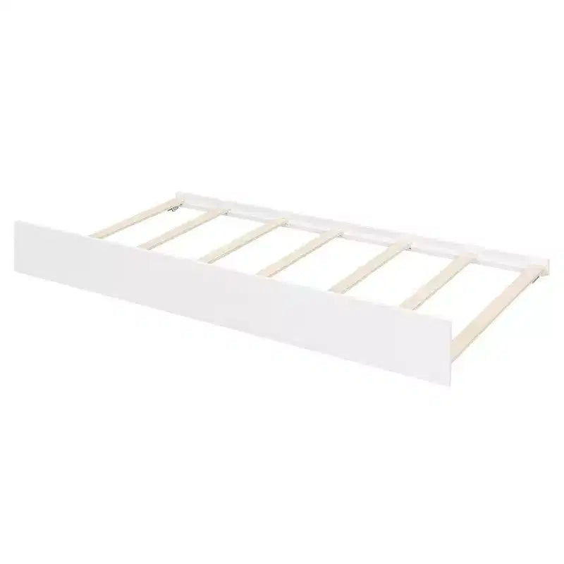 Lit jumeau de style maison, gris/naturel/noyer/blanc, avec lit gigogne – Pour 2 personnes