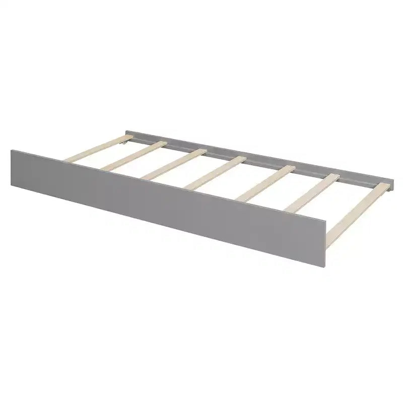 Lit jumeau de style maison, gris/naturel/noyer/blanc, avec lit gigogne – Pour 2 personnes