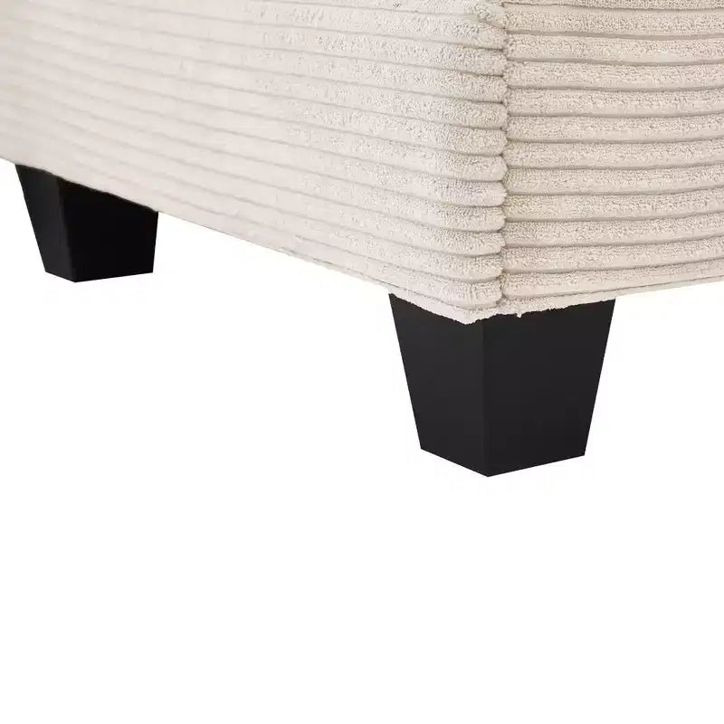 Canapé d'angle en velours côtelé en U, 4 places – Beige / Gris foncé / Vert olive / Jaune, avec 2 poufs mobiles