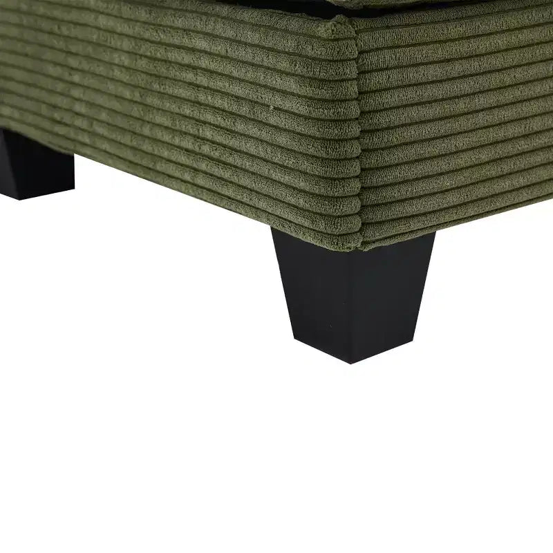 Canapé d'angle en velours côtelé en U, 4 places – Beige / Gris foncé / Vert olive / Jaune, avec 2 poufs mobiles