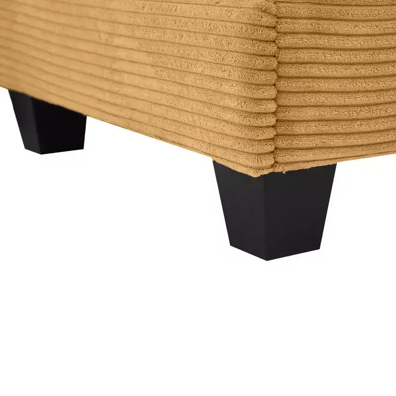 Canapé d'angle en velours côtelé en U, 4 places – Beige / Gris foncé / Vert olive / Jaune, avec 2 poufs mobiles