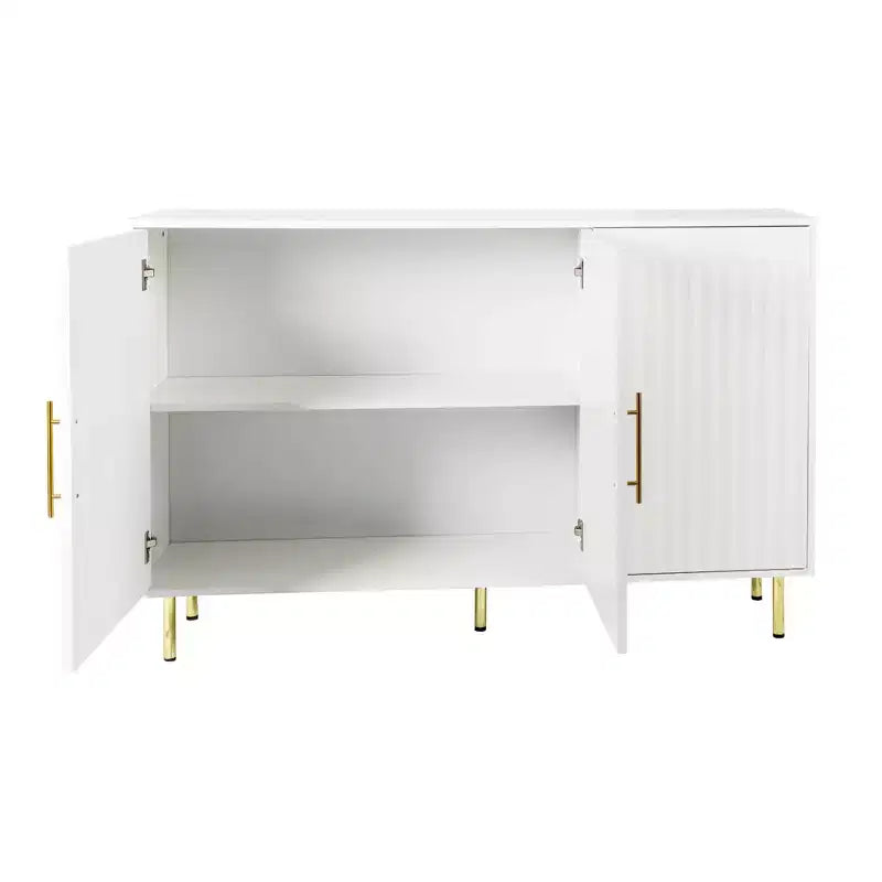 Buffet blanc 3 portes avec poignées dorées – 1 personne