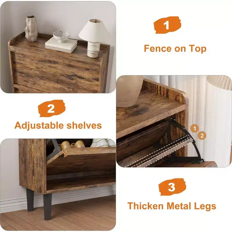 Meuble à Chaussures Blanc à Portes Abattantes – MDF, Autoportant, 2/3/4 Tiroirs