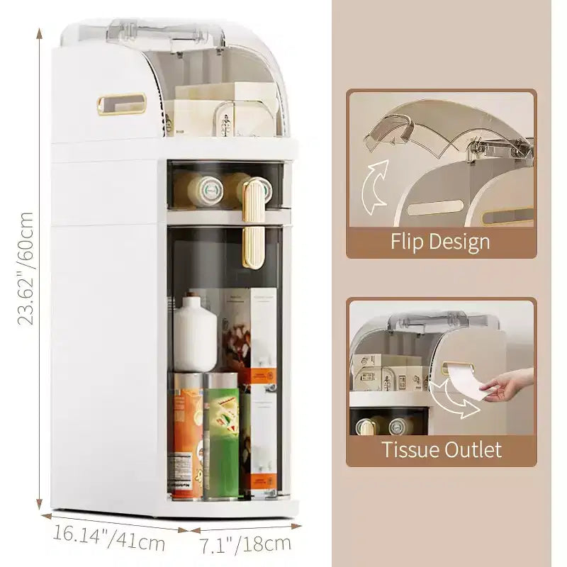 Meuble de rangement étroit crème, blanc et noir – Sur pied, 2/3/4 niveaux
