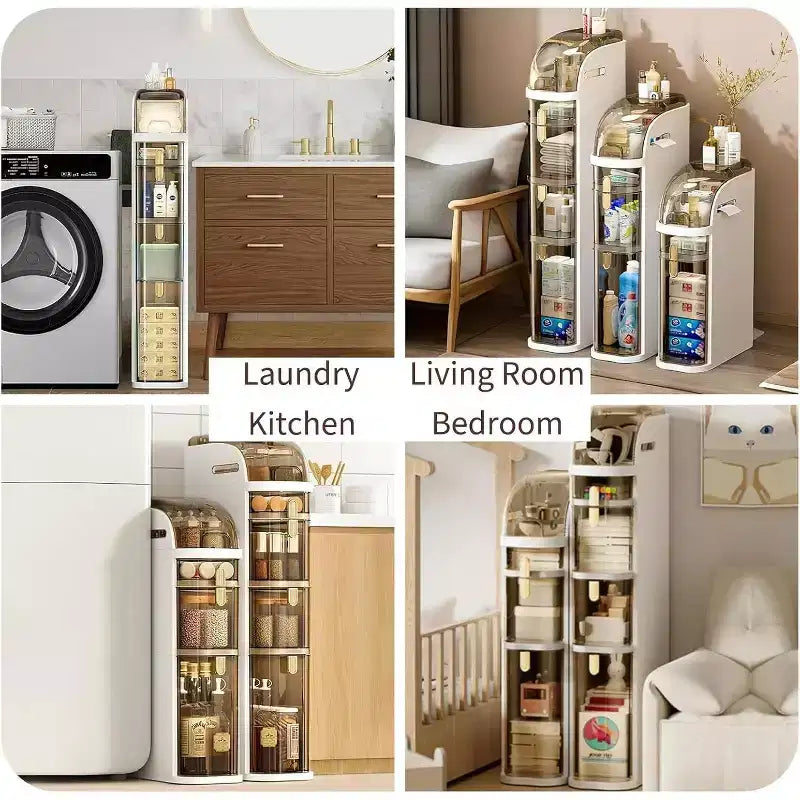 Meuble de rangement étroit crème, blanc et noir – Sur pied, 2/3/4 niveaux