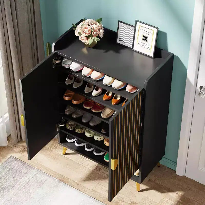 Meuble à Chaussures Noir à 7 Niveaux avec Portes – Jusqu'à 24 Paires
