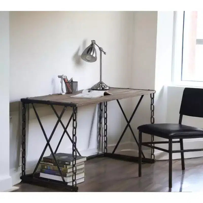 Bureau d'ordinateur en L marron et noir, 1 personne