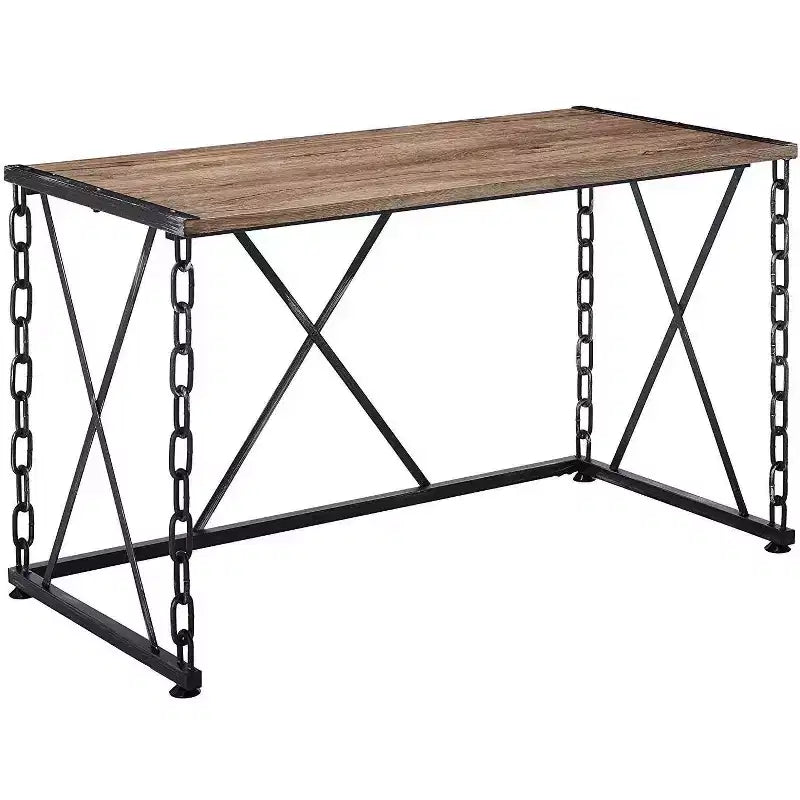 Bureau d'ordinateur en L marron et noir, 1 personne