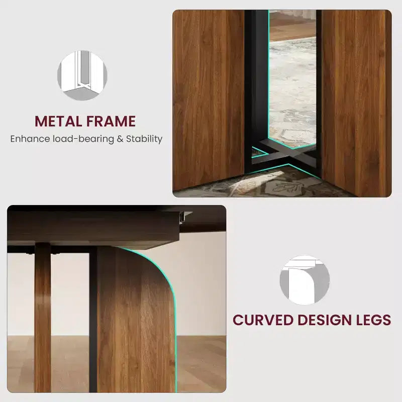 Table à manger ronde extensible noire/marron/grise, pour 4 à 8 personnes